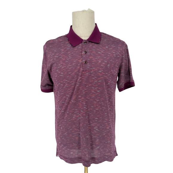 Robert Graham Short Sleeve Knit Performance Polo Shirt Burgundy Geometric Knit M - Picture 5 of 5